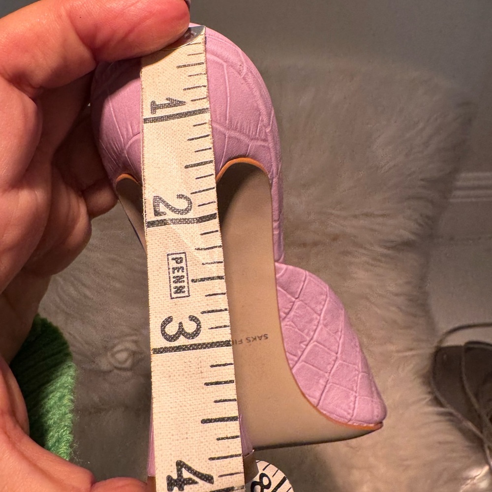 Saks Fifth Avenue Pink Croc-Embossed Heels - Picture 6 of 14